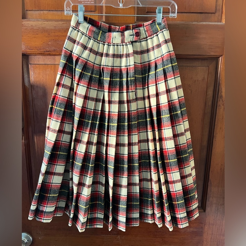 Vintage Pendleton Plaid Wool Pleated Skirt Girls 12 XXS Tartan Made in USA